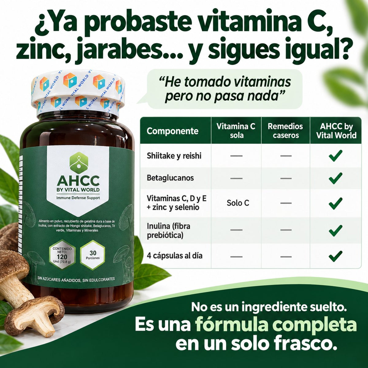 Comparación con vitamina C sola y remedios caseros